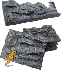 4pcs Rock Terrarium Background, 3D Reptile Tank Background Board - grey-11.8"*8.8"（4pcs）