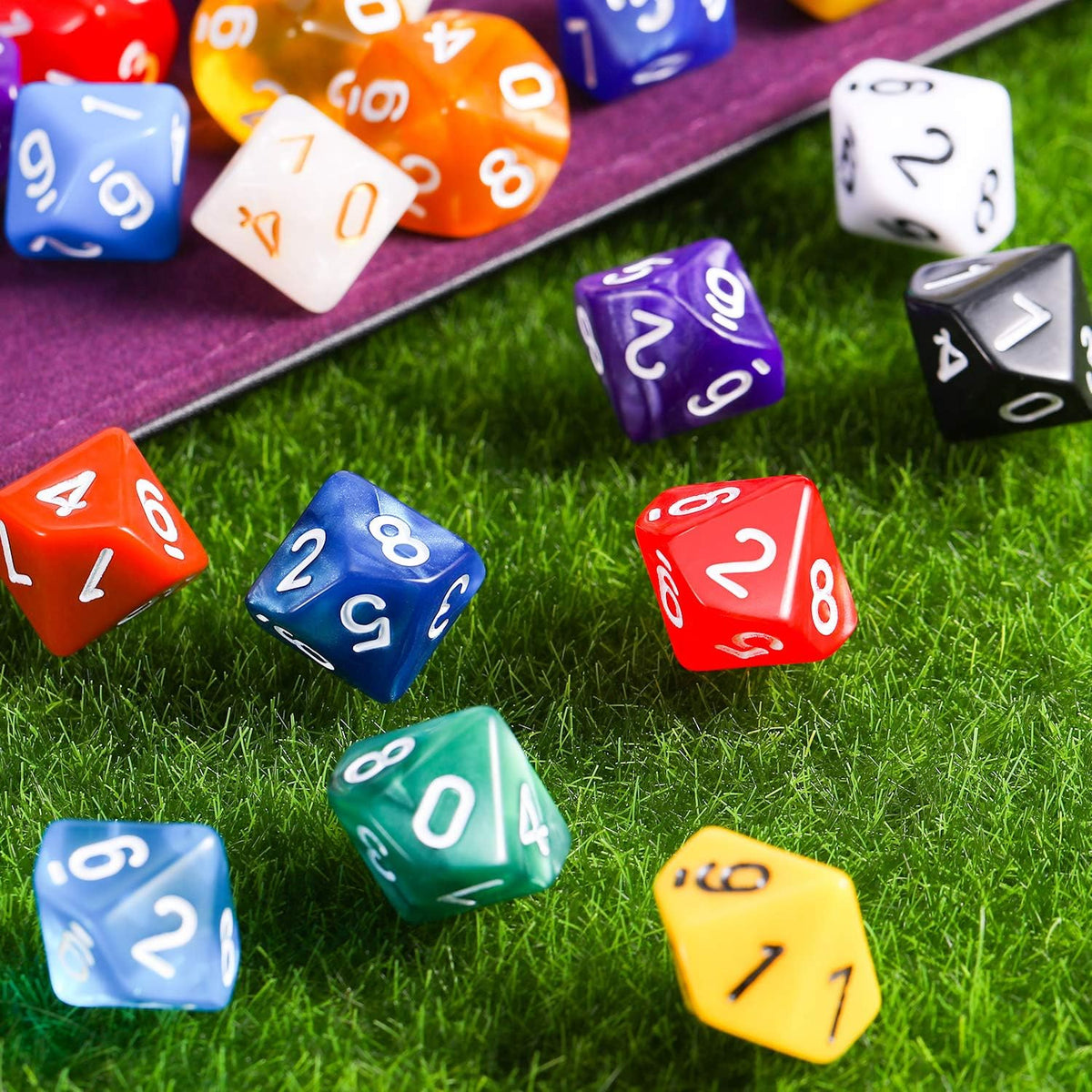 TecUnite 25 Pcs Polyhedral Dice Set, Transparent Mixed Color - Mix Color / 10 Sides - image 2
