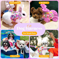 Luxury Floral Dog Harness and Leash Set – 3D Petal Puppy Vest Harness for Small Dogs & Cats