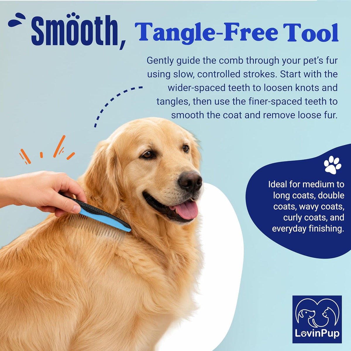 Pet Mat Remover, Professional Dematting Comb for Dogs and Cats - Comb - image 4