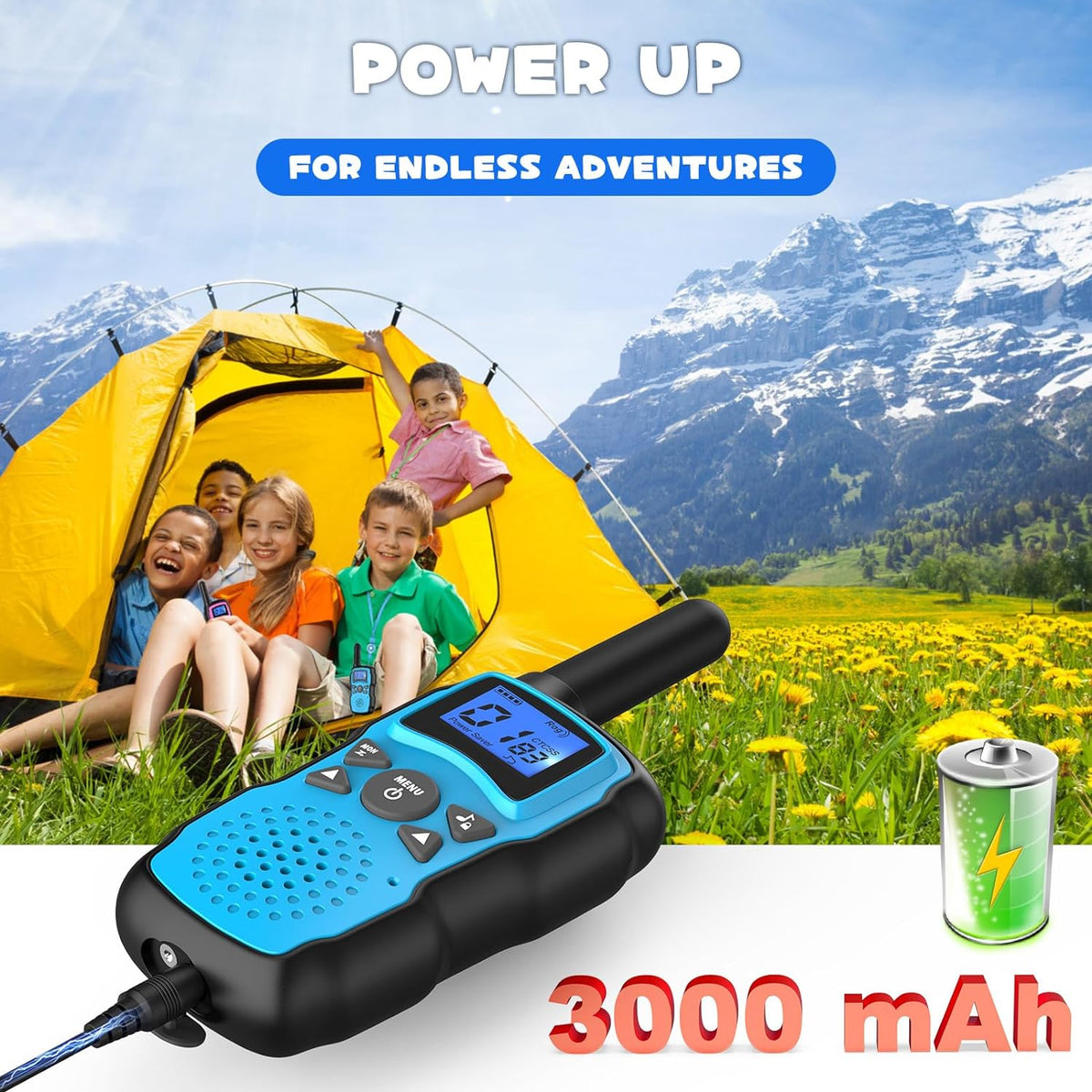 Wishouse Walkie Talkies for Kids Rechargeable with USB Charger - Blue Blue - image 2