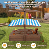 Agitree Wooden Sandbox with Lid and Canopy for Kids Ages 3-8 - Brown - image 4