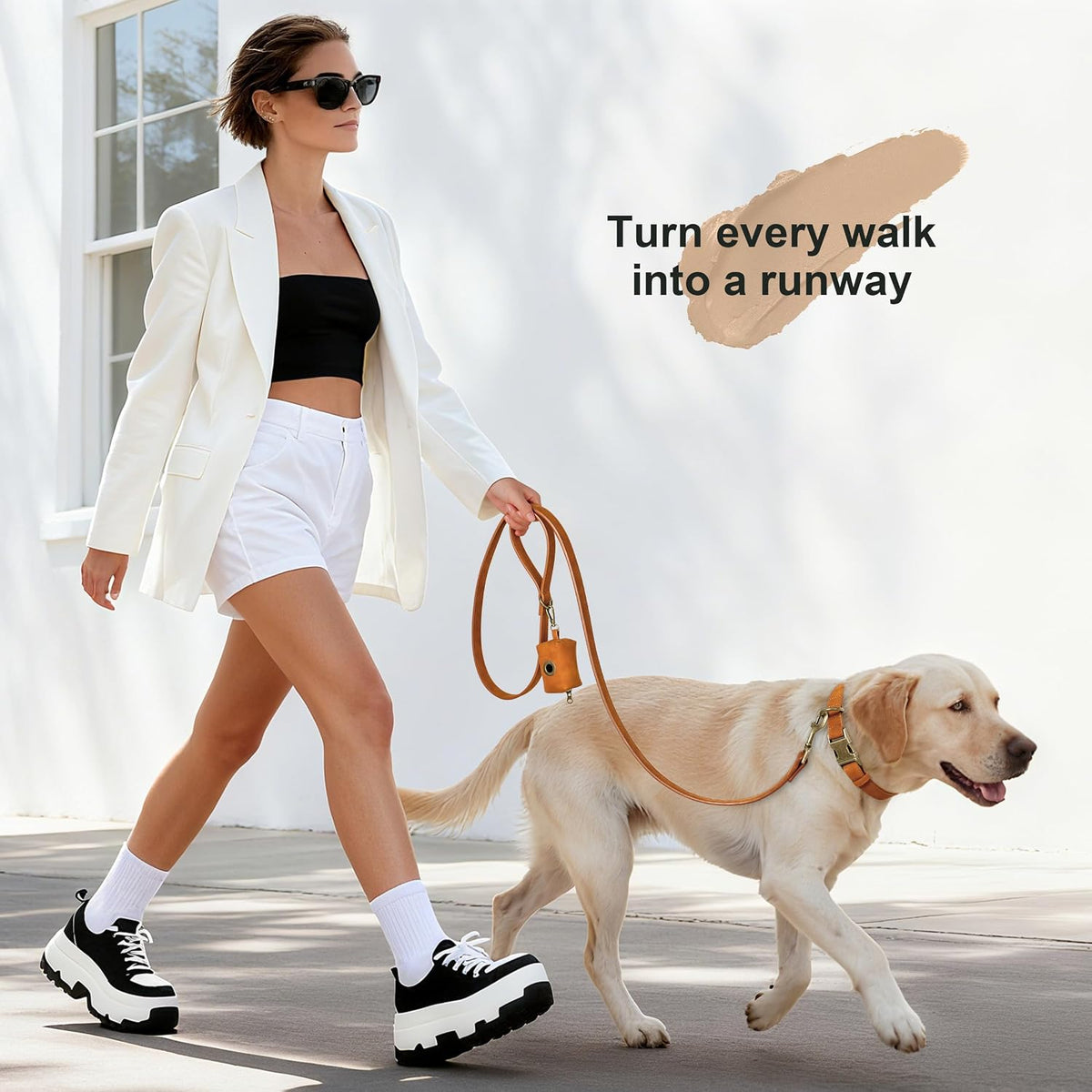 Soft PU leather large dog collar with quick release metal clasp and D ring - view 2