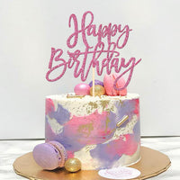 ZHUOWEISM 1 PCS Gold Happy Birthday & Anniversary Cake Topper – Fun for Kids & Family - Pink - image 4