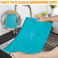 Hubulk Dog Feeding Mat,100% Waterproof Food Grade Silicone Pet Food and Water Bowl - Green(Teal) / 24"l X 16"w - image 4