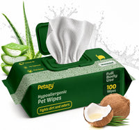 Pet Wipes for Dogs & Cats, Paws, Ears & Butt Cleaning - Unscented / 100