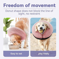 Soft Inflatable Dog Cone Collar for Small Medium Large Dogs - Neck Donut E Collar Alternative for Recovery After Surgery - Pink M