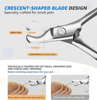 Pet Nail Clippers for Cats & Small Medium Dogs Puppies, Cat Nail Trimmer with All-Steel Material, Extra-Sharp Durable Blades, Ergonomic Handle, Professional Grooming Tool with Free Nail File