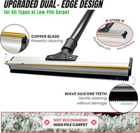 2025 Dual-Edge Carpet Rake for Pet Hair Removal & Fluffing Matted Carpet – 61" Adjustable Handle, Deep Clean Dog & Cat Hair Remover, Reusable Scraper for Rugs, Low Pile Carpet, Couch & Stairs