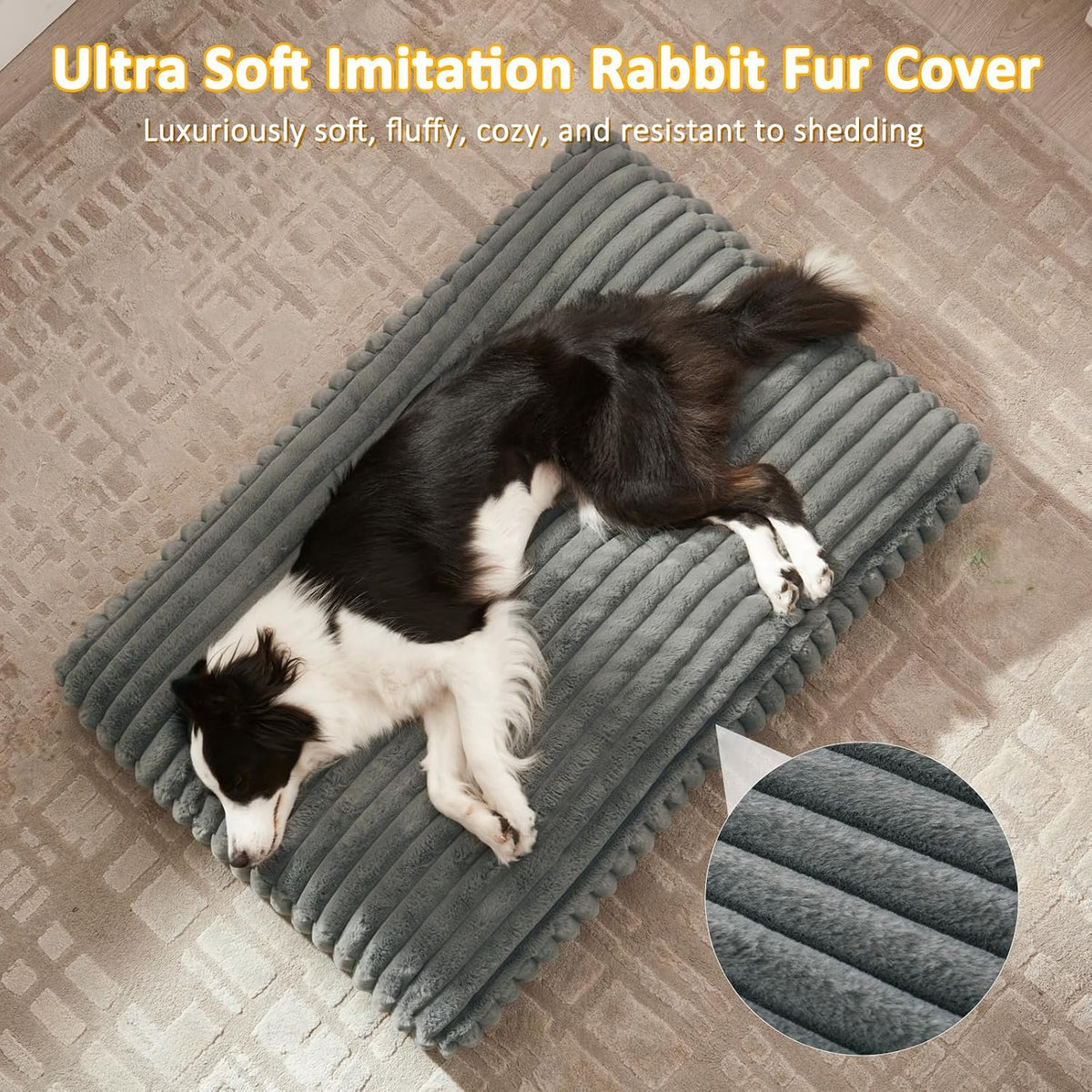 FURTIME Dog Beds Large Sized Dog, Washable Dog Bed for Crate - Grey / XL(44"x31"x4") - image 4
