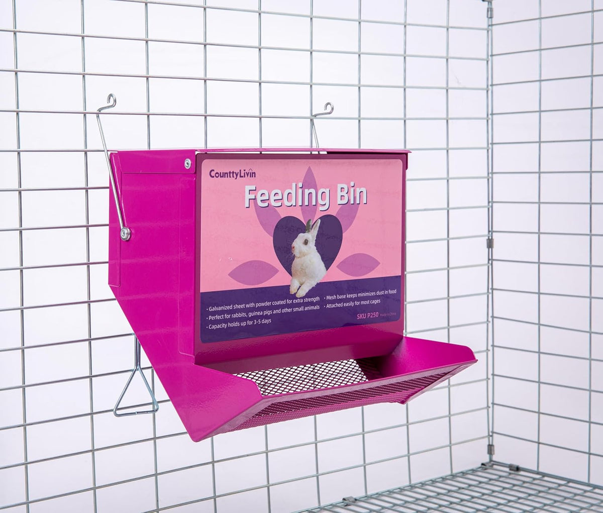Metal Small Animal Feeder with Lid, Heavy Duty - 4.6 inch / Purple - image 3