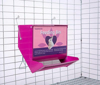 Metal Small Animal Feeder with Lid, Heavy Duty Rabbit Feeder, Large Capacity Rabbit Food Dispenser, Great for Rabbit, Guinea Pigs, Chinchillas and Other Small Animals.(7.4 inch, Purple)