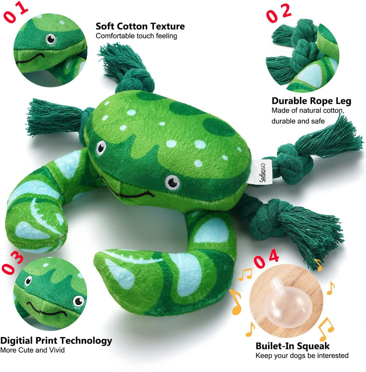 Dog Toy, Large Dog Squeaky Toys - Crab - image 2