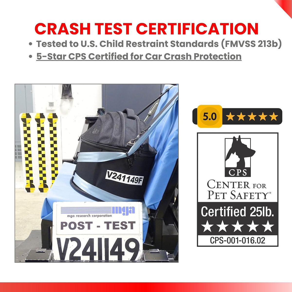 Crash-Tested Small Dog Car Seat, CPS Certified Crash Protection - Black / Medium - image 2