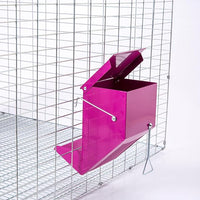 Metal Small Animal Feeder with Lid, Heavy Duty Rabbit Feeder, Large Capacity Rabbit Food Dispenser, Great for Rabbit, Guinea Pigs, Chinchillas and Other Small Animals.(7.4 inch, Purple)