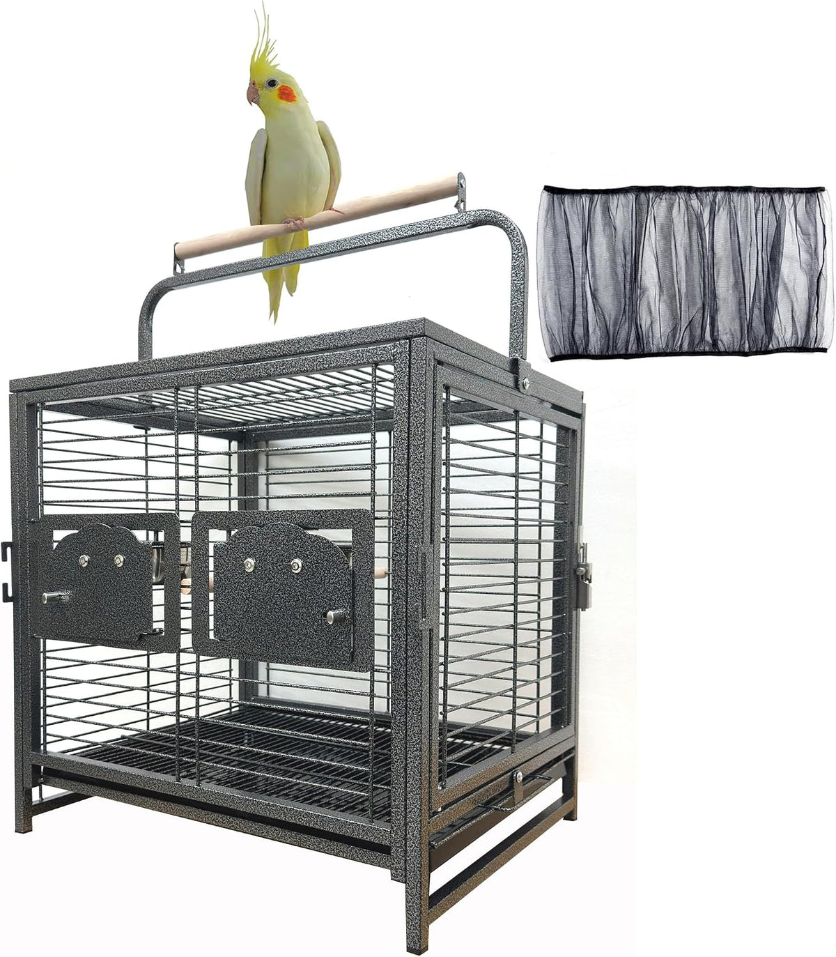 Deluxe Portable Durable Wrought Iron Bite-Proof Bird Travel Parrot