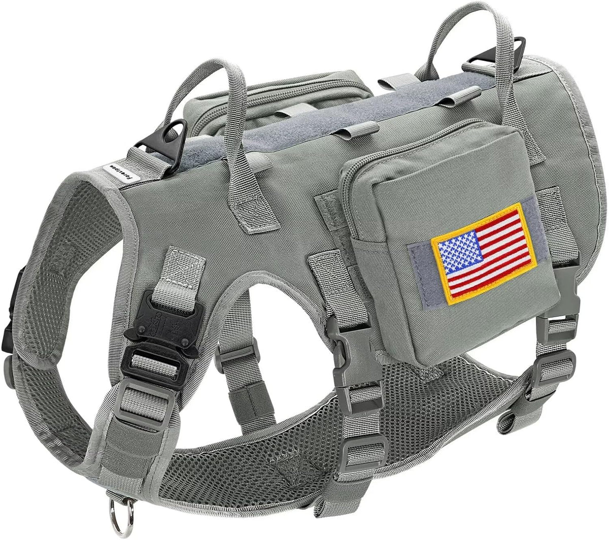 Forestpaw Tactical Dog Harness for Medium Dogs, Service Dog Vest - M:Chest 22-35",Fit 30-80lbs / Gray