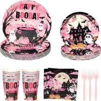 qonimi Halloween plates and napkins set, 75 piece disposable tableware - view 4