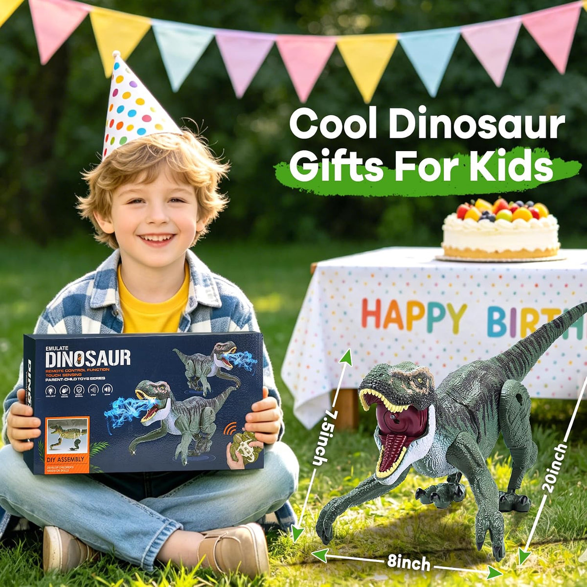 VERTOY Remote Control Dinosaur Toys for Kids - Grey T-rex - image 2
