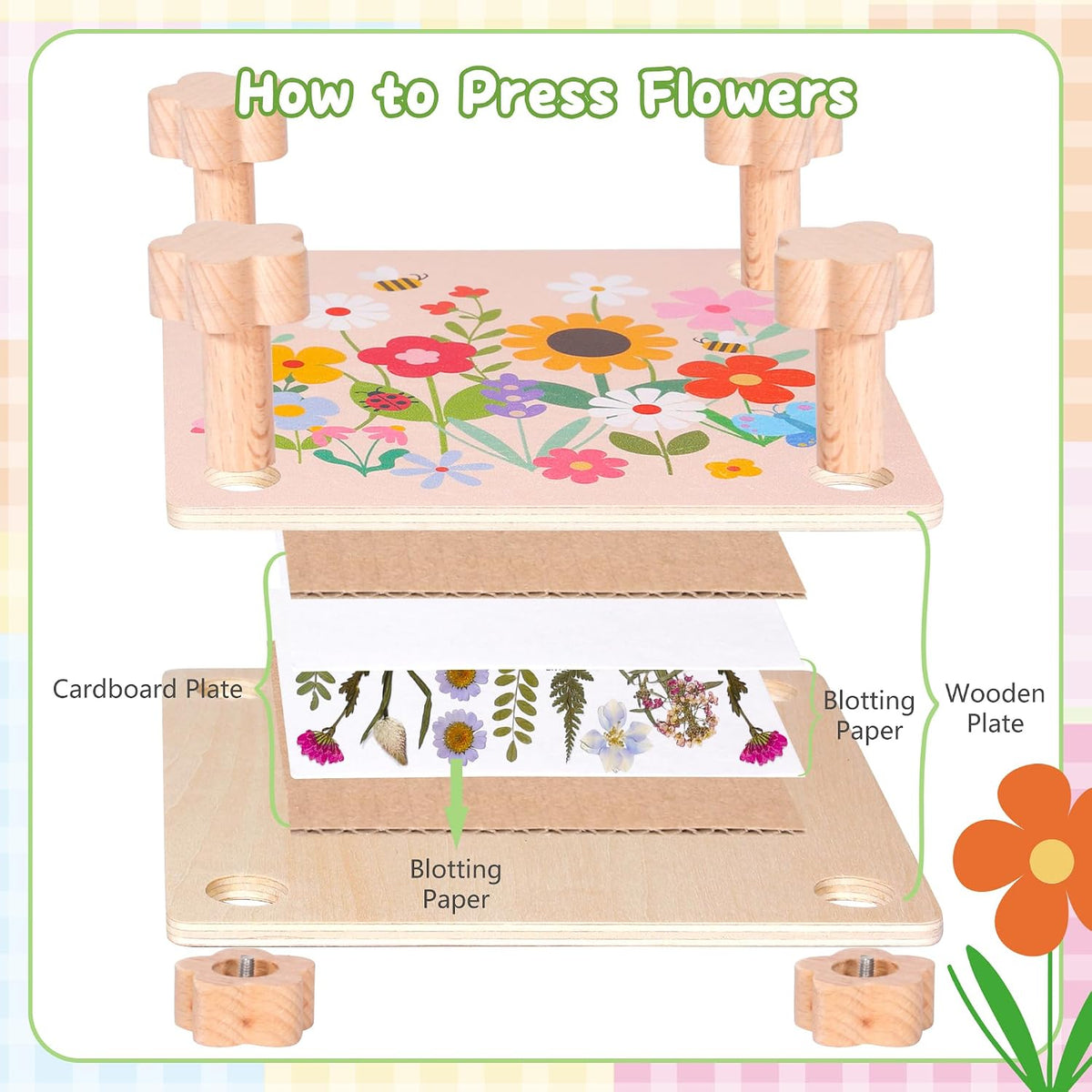 Aboofx Wooden Flower Pressing Kit - 5.8" x 5.8" 4 Layers - image 4