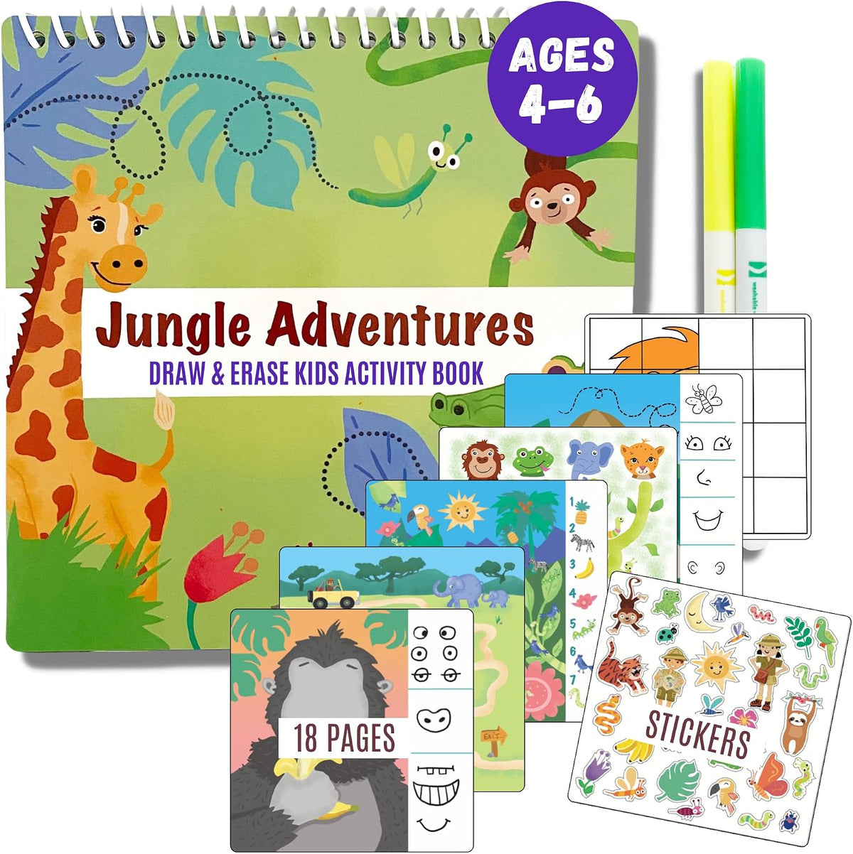Totebook kids travel activity kit with tethered dry erase markers and ocean theme activity book - view 8