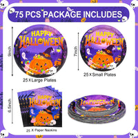 qonimi Halloween plates and napkins set, 75 piece disposable tableware - view 34