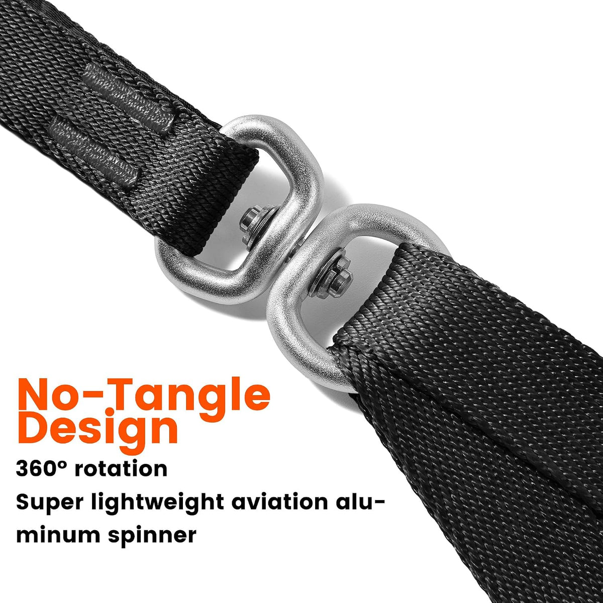 HOWGO black double dog leash with tangle-free 360 degree swivel - view 4