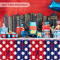 durony 2 Pieces Halloween Candy Corn Disposable Tablecloths 108 x 54 - 2 / Baseball - image 4