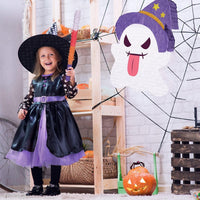 WERNNSAI Halloween skull pumpkin piñata in orange and black with spooky face - view 29
