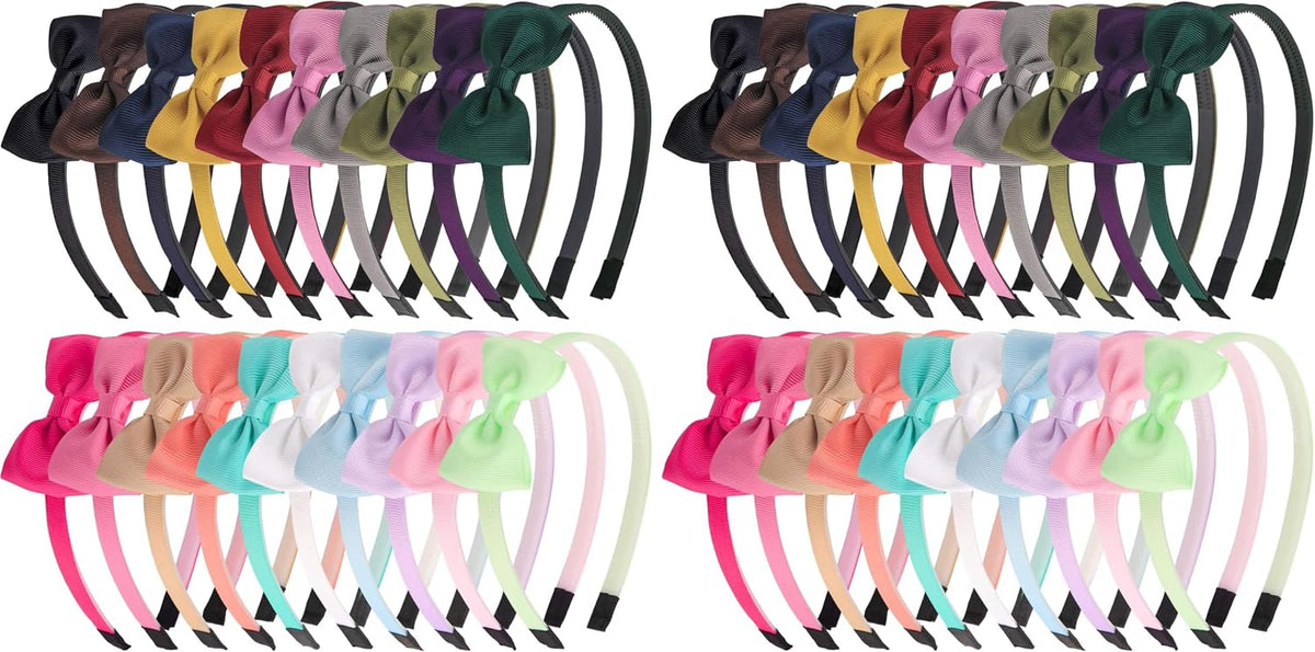 XIMA 20pcs Bows Headbands for Girls Kids Toddlers Children Hair - 1 Count (Pack of 40)