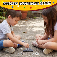 Zhanmai 3 Sets Wooden Triangle Peg Travel Game - White Peg Black Board / 3 - image 3