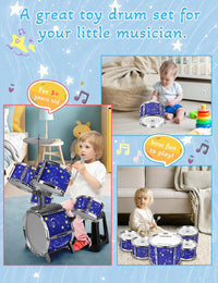 CHADRIGIVS kids drum set with bass drum pedal, cymbal, drumsticks and four-legged stool - view 5