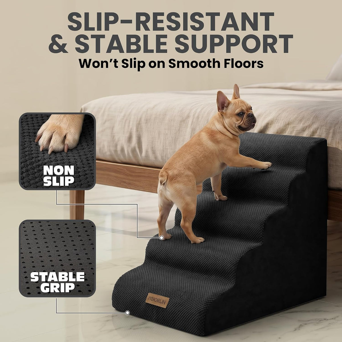 Miorun Dog Stairs for High Beds - Black / 5.0 / Stairs 24.5"H - image 4
