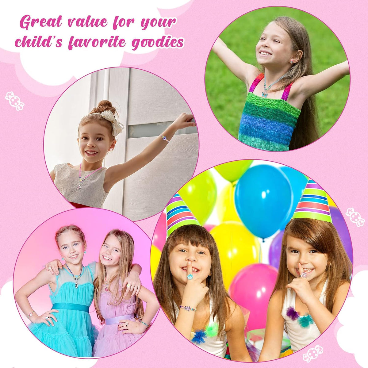 Sherr kids jewelry set with unicorn and mermaid necklaces, bracelets and rings - view 3