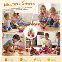 Ggiibro sorting stacking toys, 40 colorful pyramid blocks with storage box - view 8