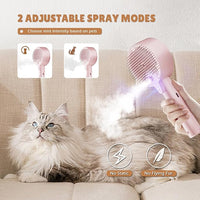 Cat Steam Brush,Cat Brushes for Indoor Cats, 4 In 1Spritz Spray Defur Comb, Cloud Care Shedding Control, Pet Grooming Brush for Long Short Hair Cats Dogs, Massage Clean Design Pet Steam Brushes