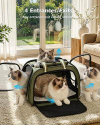 Pecute Cat Carrier, Double Bubble Pet Carrier for Cat Small Dogs - 18"L x 13.5"W x 14"H / Dark Green - image 2