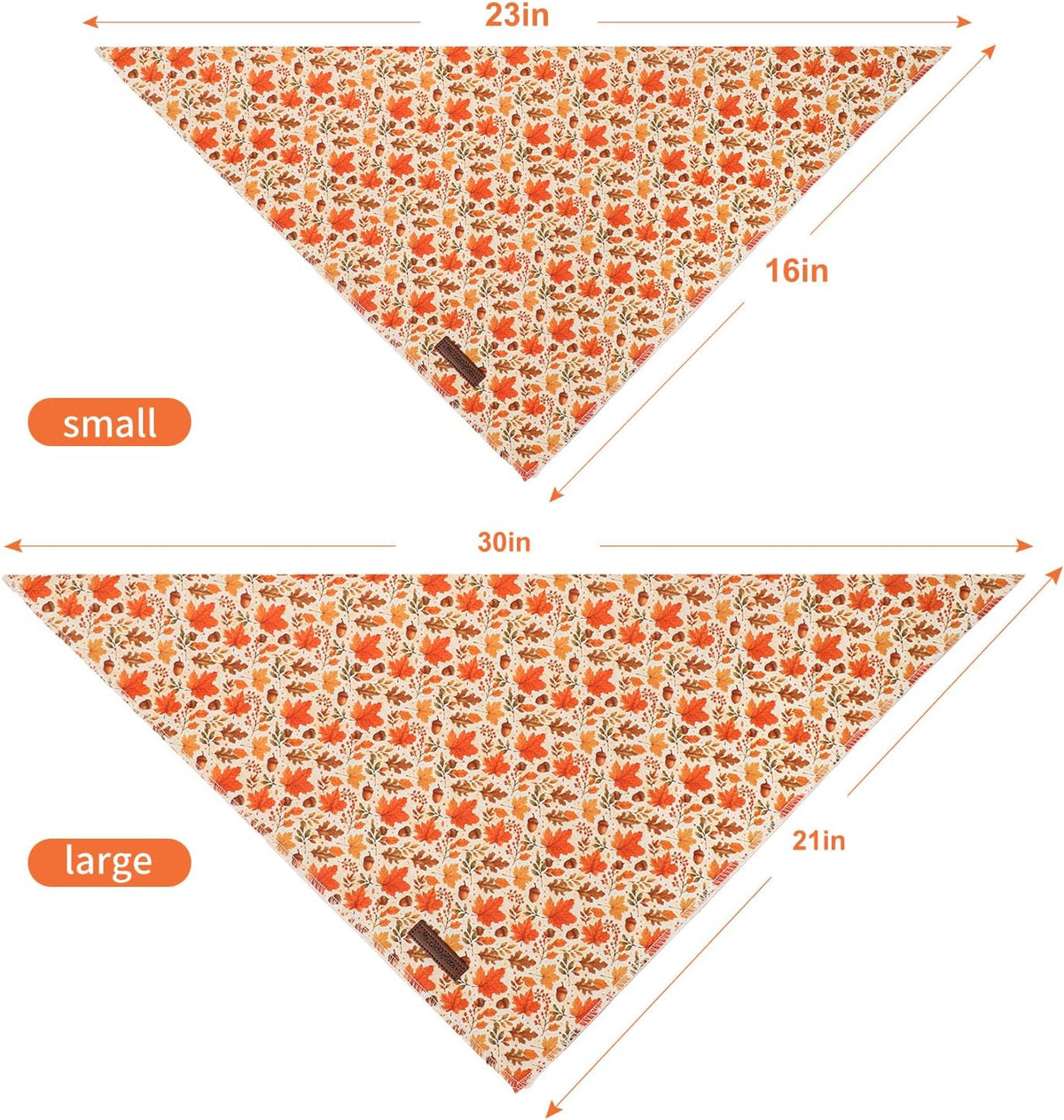 MR. CHUBBYFACE Fall Orange Plaid Dog Bandanas Reversible Triangle - C:Fall Acorns / L - image 4