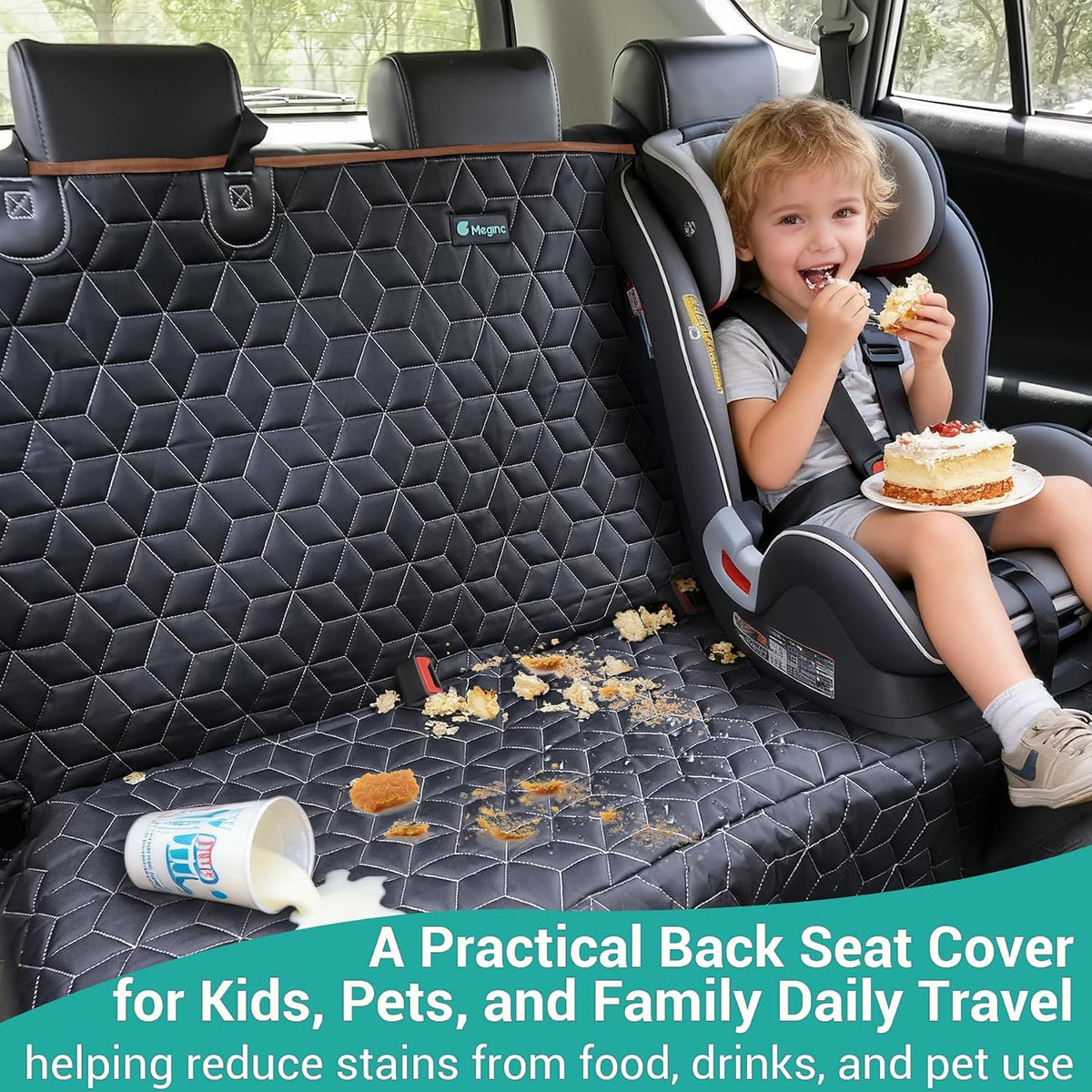 Dog Car Seat Covers for Back Seat - Bench-61"W / Brown - image 2