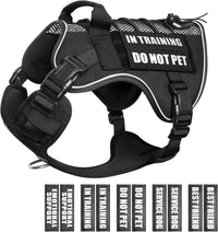 WINSEE Service Dog in Training Mesh Harness with 10 Removale Pet - Small / Black