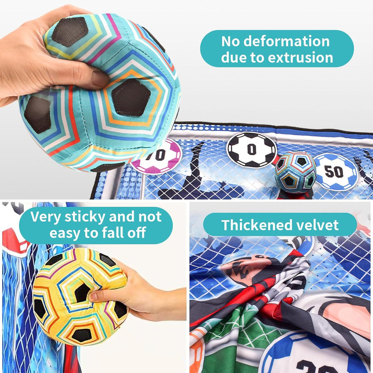 Anehono sticky soccer toss game set for kids with flannel target goal and sticky balls - view 3