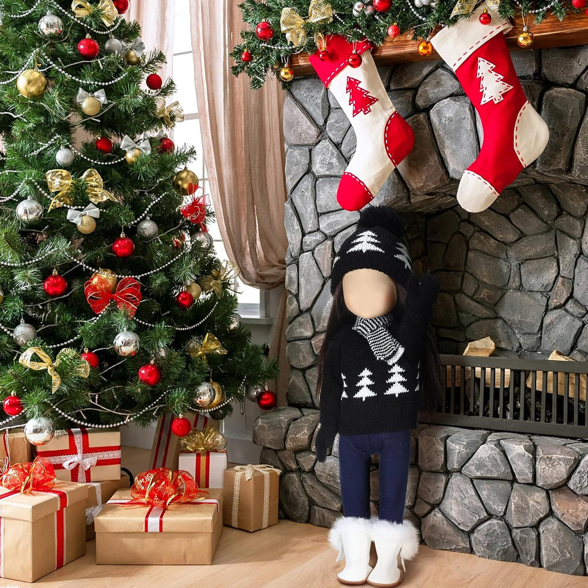 Bencailor Christmas doll clothes for 18 inch dolls in red and white cowgirl style with hat and boots - view 23