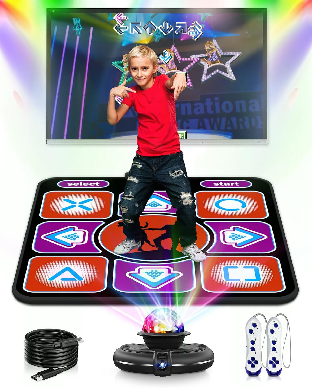 Acelufly kids dance mat for TV with raised arrow keys - view 2