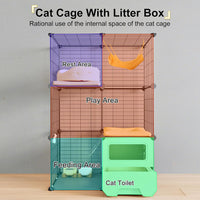 Cat Cage Indoor with Litter Box 3-Tier DIY Cat Playpen Detachable - 28.6"L x 17.8"W x 41.3"H - image 2