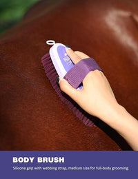 9PCS Horse Grooming Kit Curry Comb Sweat Scraper Horse Bathing Supplies Grooming Tools with Storage Bag Sugar Taro