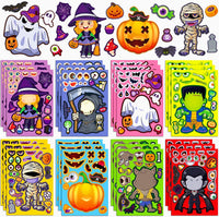 Halloween Stickers for Kids, 24 DIY Face Sheets - Halloween