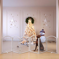 BHG Metal No-Assembly Freestanding Dog Gate with Door Walk Through - White / 6 panels - image 4