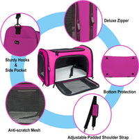 Soft Sided Carrier for Small Medium Cats Dogs - 17.0"L x 11.0"W x 11.0"H / Magenta - image 3