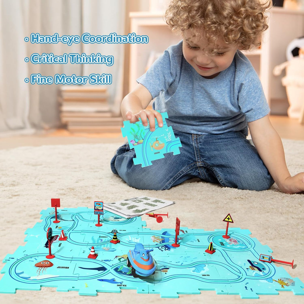 Plastic Floor Puzzles for Kids Ages 3-5 - Ocean - image 2