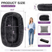 Grey Human Dog Bed, 71''x45''x12'' Size Fits Adult and Pet - Dark Grey - image 2
